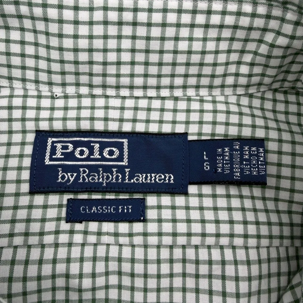 Polo Ralph Lauren Shirt Mens L Green Check Gingham Long Sleeve Button Up NWT